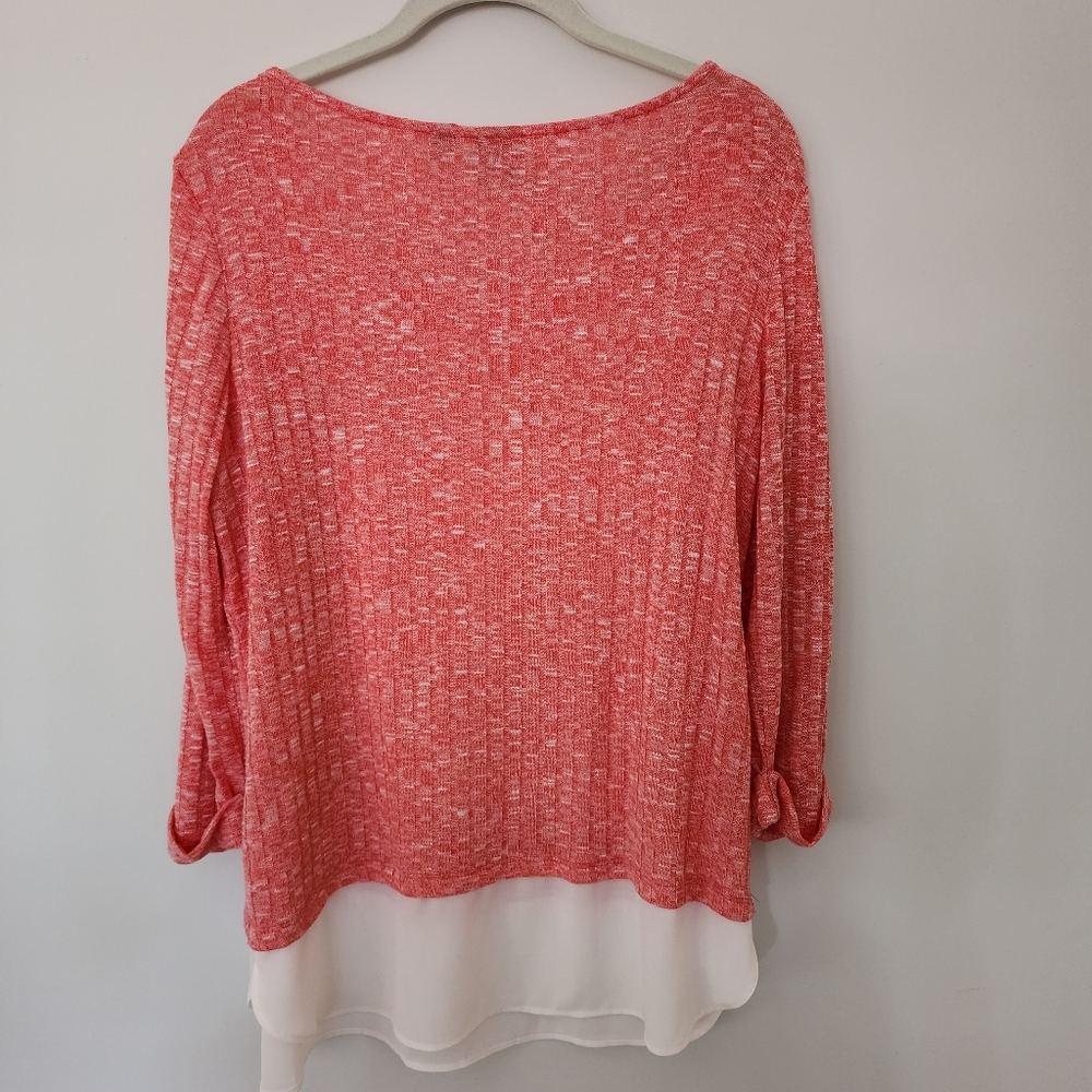 Soho New York & Company size L peach and white shirt - Picture 4 of 4